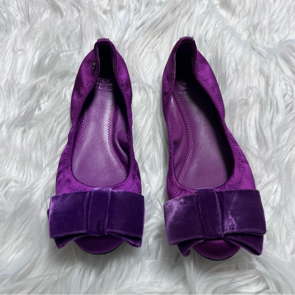 Tory Burch Violet Velvet Bow Ballet Flats